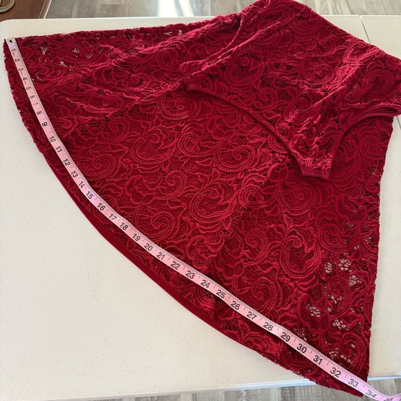 Liz Claiborne Lace Dress Deep Red Lined Sleeveless Fit & Flare Women’s Size 4 - Picture 5 of 10